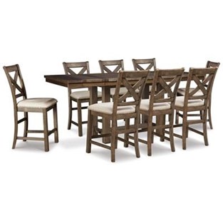 Signature Design by Ashley Moriville D631D12 9 pc Counter Height Dining Set (Dining Room)