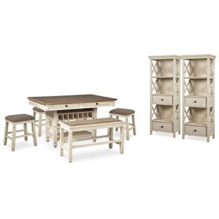 Signature Design by Ashley Bolanburg D647D29 8 pc Counter Height Dining Set (Dining Room)