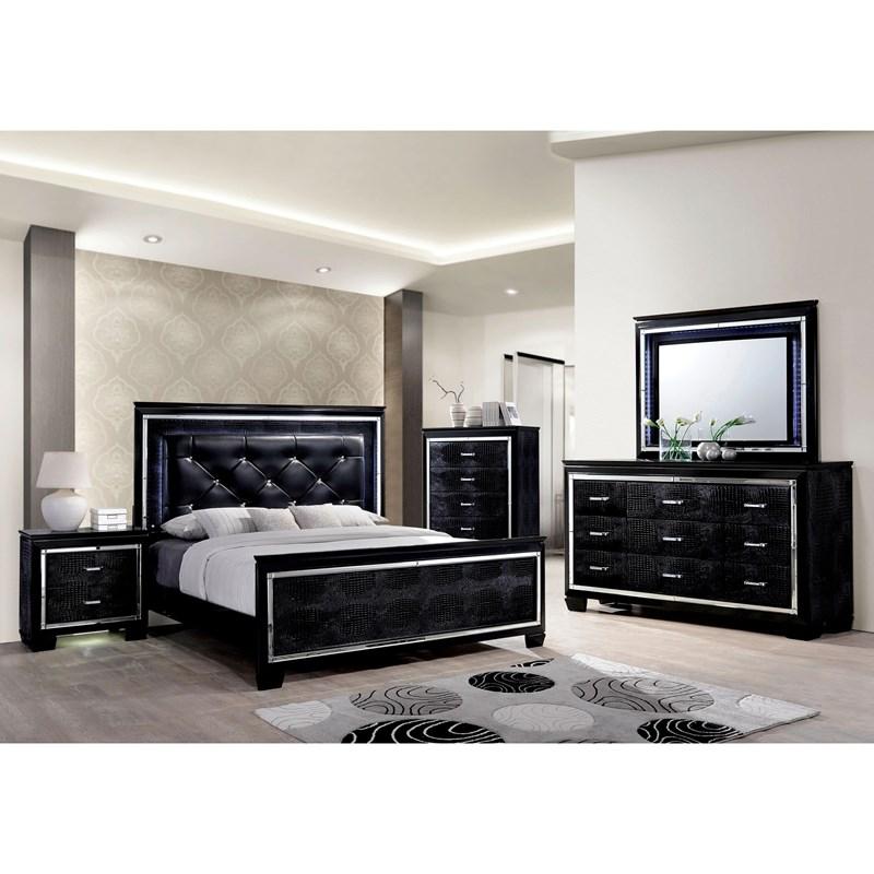 Furniture of America Bellanova CM7979BK 6 pc King Upholstered Panel Bedroom Set