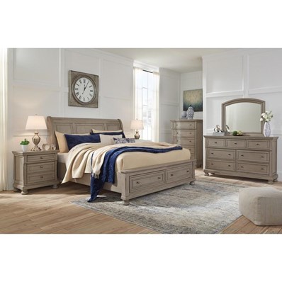 Signature Design by Ashley Lettner B733 6 pc King Sleigh Storage Bedroom Set