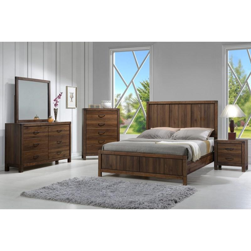 Crown Mark Ensemble de chambre à coucher Belmont B3100WD de 7 pièces (très grand lit à panneaux)