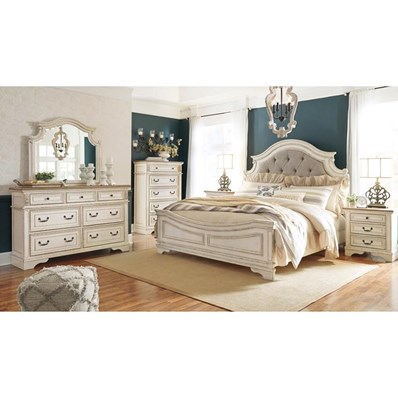Signature Design by Ashley Realyn B743B22 6 pc Queen Upholstered Panel Bedroom Set