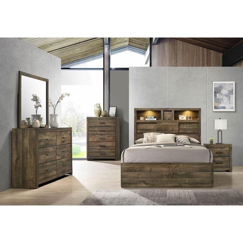 Elements International Bailey BY500 6 pc Queen Bookcase Bedroom Set