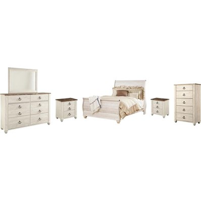 Signature Design by Ashley Willowton B267B56 8 pc Queen Sleigh Bedroom Set