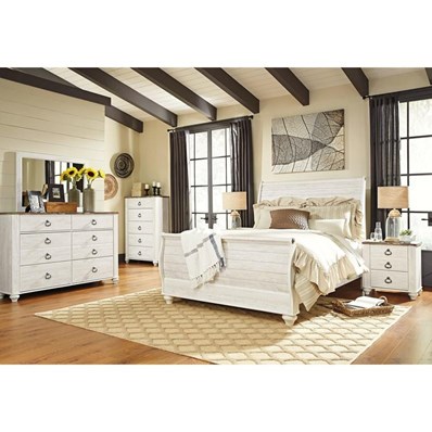Signature Design by Ashley Willowton B267B57 7 pc Queen Sleigh Bedroom Set