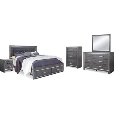 Signature Design by Ashley Lodanna B214B35 7 pc King Panel Storage Bedroom Set