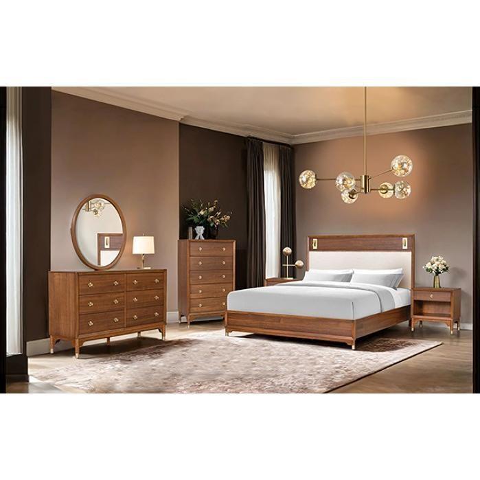 Furniture of America Hepburne FM74000WN-Q-4PC 6 pc Queen Panel Bedroom Set