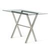 Table de salle à manger de hauteur comptoir Andre avec dessus en verre et base tréteau (50784|90260_56) image 1