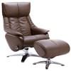 Fauteuil coulissant et pivotant Romeo en cuir (Romeo with Ottoman (Brown)) image 1