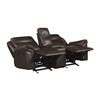 Aram Reclining Leather Match Loveseat with Console (8206BRW-2) image 5