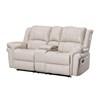 Monrose Reclining Leather Loveseat with Console (Monrose - Off-White) image 1