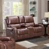 Santiago Reclining Leather Loveseat with Console (Santiago Reclining Loveseat - Brown) image 1