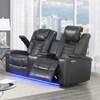 Transformer Power Reclining Fabric and Leather Look Loveseat with Console (Transformer U1869 Power Reclining Loveseat - Grey) image 1