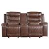 Putnam Reclining Leather Look Loveseat with Console (9405BR-2) image 1