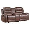 Putnam Reclining Leather Look Loveseat with Console (9405BR-2) image 2