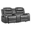 Putnam Reclining Leather Look Loveseat with Console (9405GY-2) image 2