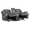 Putnam Reclining Leather Look Loveseat with Console (9405GY-2) image 3