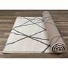 Fergus White Grey Lines Crossing Shag Rug, 2'0