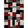 Platinum Red Black Grey Blocks Rug, 5'3