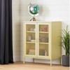 Crea 13077 Metal Mesh 2-Door Accent Cabinet - Yellow image 2