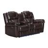 Power Reclining Leather Look Loveseat with Console (Alexa Power Reclining Loveseat - Brown) image 1