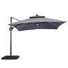 Sano LA-A015GY+BASE 10 Ft Square Umbrella w/ Double Top w/ LED Light + 37
