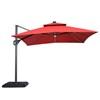 Sano LA-A015RD+BASE 10 Ft Square Umbrella w/ Double Top w/ LED Light + 37