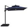 Xico LA-A030TL+BASE 8 Ft Square Umbrella w/ Double Top w/ LED Light + 37