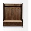 Glenn V 69019 56L x 17W Dark Brown Wood w/ Cream Fabric Seat, 3 Drawers Hall Tree image 5
