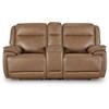 Glencroft Power Reclining Leather Match Loveseat with Console (PCU1240018) image 2