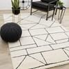 Talia Cream Black Geometric Lattice Design Rug, 5'3