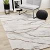 Mae White Grey Orange Veined Marble Design Rug, 5'3