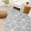 Eclipse Blue Cream Modern Lattice Design Rug, 7'10