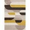 Malibu Taupe Yellow Cream Striped Curvy Geometric Design Rug, 5'3