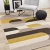 Malibu Taupe Yellow Cream Striped Curvy Geometric Design Rug, 5'3