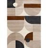 Malibu Taupe Oxblood Cream Curvy Geometric Design Rug, 7'10