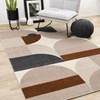 Malibu Taupe Oxblood Cream Curvy Geometric Design Rug, 7'10