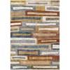 Muse Orange Red Blue Yellow Beige Layered Brick Design Rug, 5'3