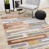Muse Orange Red Blue Yellow Beige Layered Brick Design Rug, 5'3