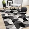 Eclipse Grey Black White Mid-Century Modern Design Rug, 5'3