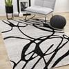 Eclipse Grey Black Drizzle Swirl Rug, 5'3