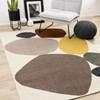 Malibu Cream Oxblood Green Yellow Pebbles Design Rug, 7'10