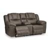 Lowilla Reclining Leather Look Loveseat with Console (PC6450694) image 2