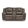 Lowilla Reclining Leather Look Loveseat with Console (PC6450694) image 3