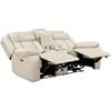 Huron Power Reclining Polyurethane Loveseat with Console (8457BEG-2PW) image 3