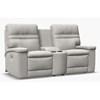 Causeuse inclinable motorisée Leo en cuir avec console (41185-L8-EVOQUE-MIST) image 1