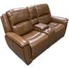 Valor Power Reclining Leather Match Loveseat with Console (Valor Power Reclining Console Loveseat - Caramel) image 1