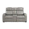 Apex Power Reclining Leather Match Loveseat with Console (8449GY-2PWHM) image 1