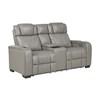 Apex Power Reclining Leather Match Loveseat with Console (8449GY-2PWHM) image 2