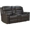 Leon Power Reclining Leather Match Loveseat with Console (24PHLHM-1343-3730-96) image 1